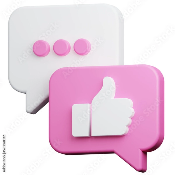 Obraz thumb up on bubble chat 3d illustration