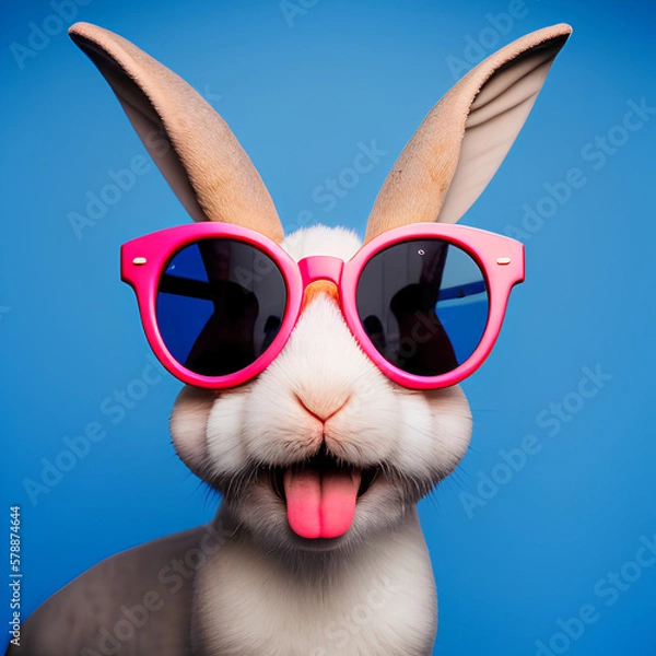 Obraz Bunny with sunglasses. Created with generative AI