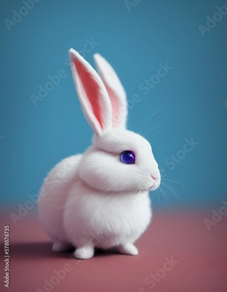 Obraz Cute white rabbit. Created with generative AI