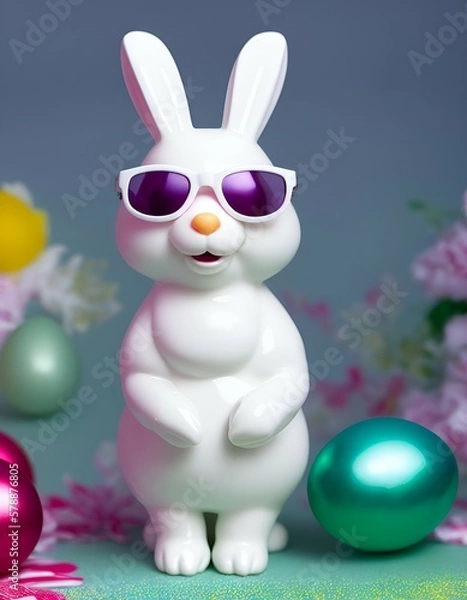 Obraz Easter bunny with glasses. Created with generative AI
