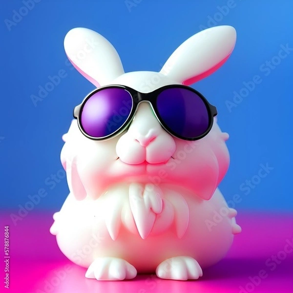 Fototapeta Bunny bank with sunglasses. Created with generative AI