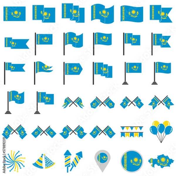 Fototapeta Kazakhstan flag icon set, Kazakhstan independence day icon set vector sign symbol