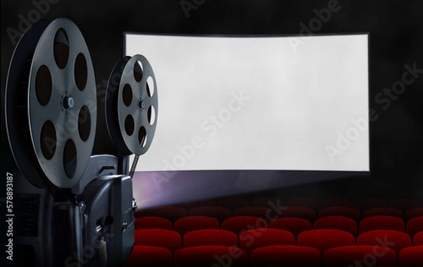 Fototapeta Movie projector and blank screen