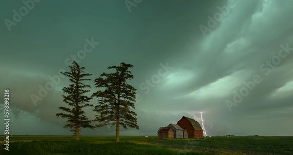 Obraz Farm and Lightning storm