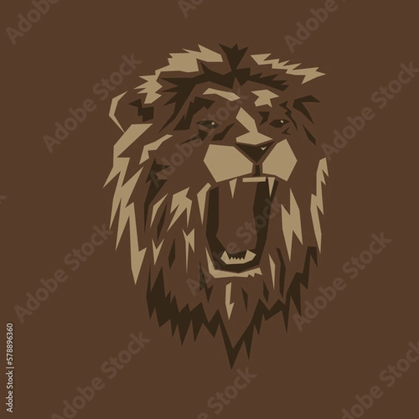 Obraz Geometric Shaped Lion in Brown and Tan Colors