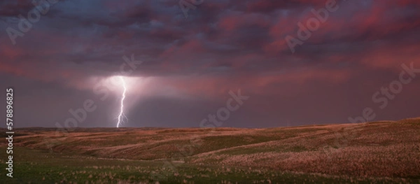 Obraz lightning at sunset 