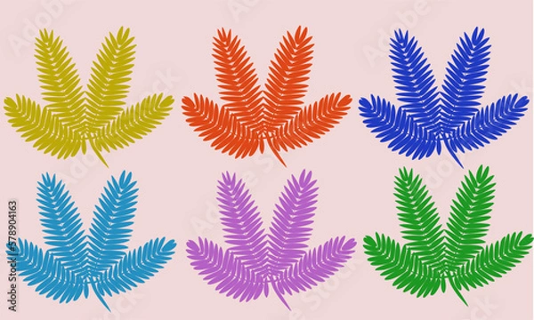 Obraz 1970's colorful leaf pattern illustration