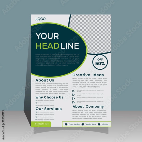 Fototapeta Corporate business A4 flyer template vector design set advertise marketing, promotion, cover page. IT Company, creative Unique Design Create Graphic design layout