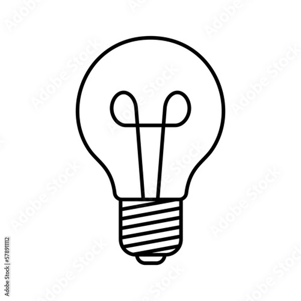 Fototapeta The light bulb is full of ideas And creative thinking, analytical thinking for processing. Light with rays shine, vector black icon. Lamp. Energy symbol isolated on white. Electricity, minimalistic.