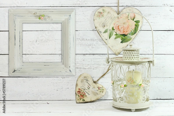 Fototapeta two hearts made by decoupage