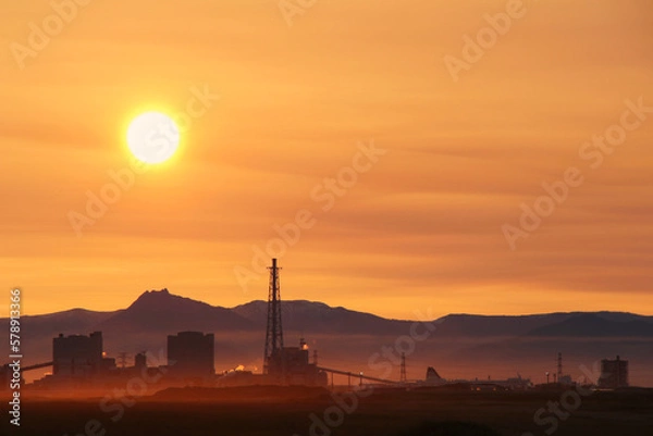 Fototapeta 工場の夕陽