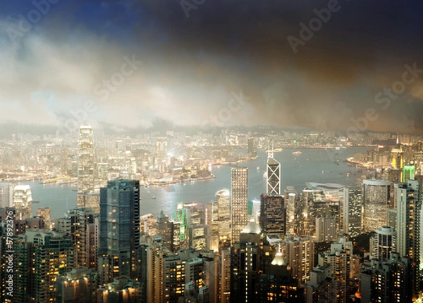 Fototapeta Hong Kong island from Victoria's Peak