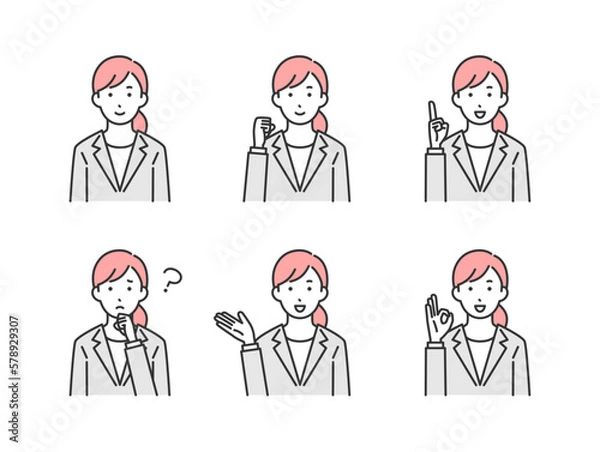 Fototapeta ビジネスウーマンの様々なポーズのイラスト