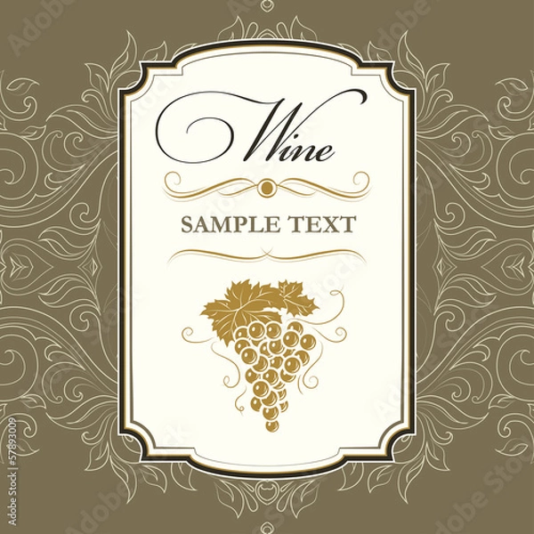 Obraz Wine cask . labels for wine with grapes. Barrel. Ceg