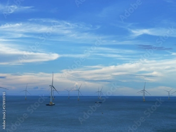 Obraz wind turbines in the sea