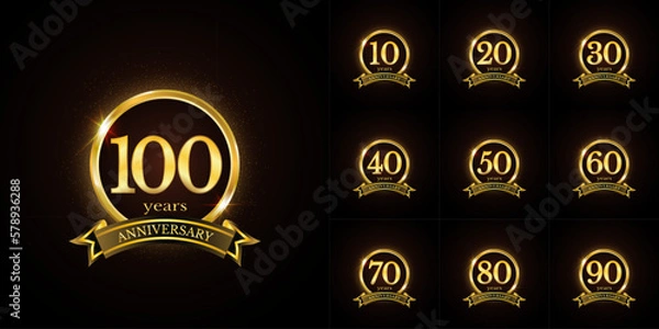 Fototapeta Anniversary number logotype label badge template. Premium anniversary celebration emblem signs design png for company, booklet, leaflet, magazine, brochure, web, invitation or greeting card