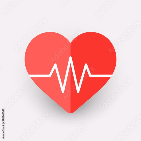 Fototapeta Pulse icon graphic design with heart. Template vector isolated for medical apps and websites.