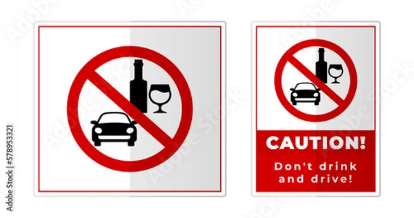 Obraz Don't drink and drive Sign Label Symbol Icon Vector Illustration