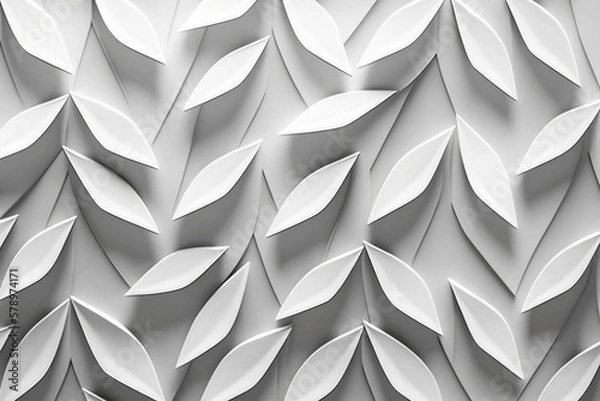 Fototapeta Gray White Geometric Leaves Tiles Textiles Texture Background