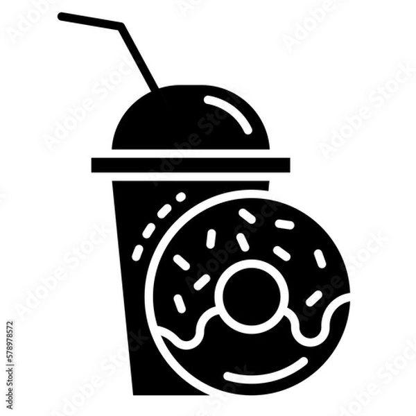 Obraz drink and donut icon