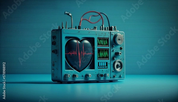 Fototapeta Heart monitor measuring vital signs, medical technology. Generative AI.