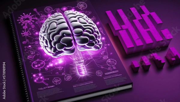 Fototapeta Illustration of human brain and graph future business , stock chart analysis to beat the market. Generative AI.