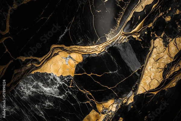 Obraz Black and Gold Marble Luxury background texture design for wedding invitation card, cover, packaging, advertasing, fashion, site. Generative ai.