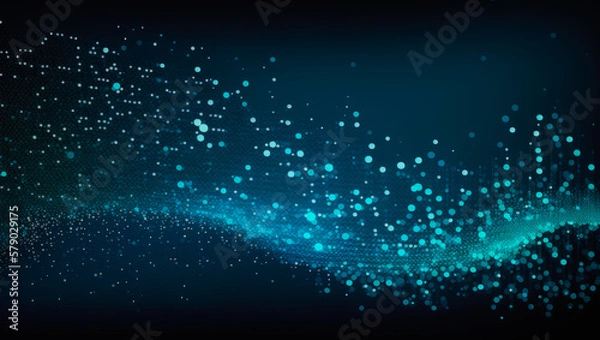 Fototapeta Abstract technology particles background. Network connection. Generative AI