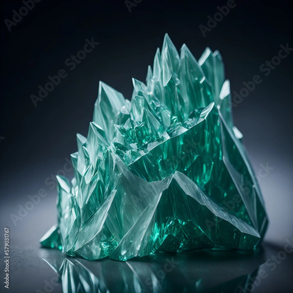 Fototapeta Green Mineral Aventurine Crystal Structure on Dark Background. Generative AI