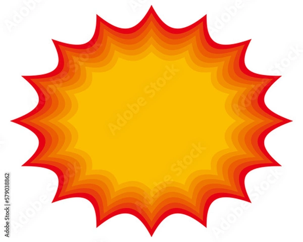 Fototapeta ギザギザ　爆発　吹き出し　フレーム 　赤　黄色　グラデーション　衝撃