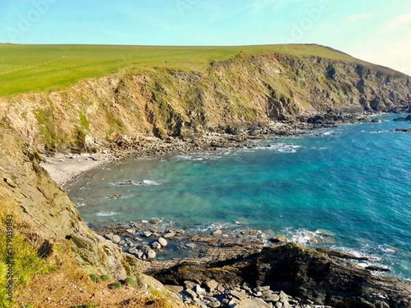 Fototapeta Start Point cliffs in Devon England. UK. In summer 
