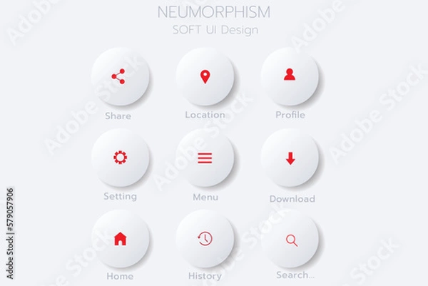 Obraz 3D Neumorphic Botton For Web Design.