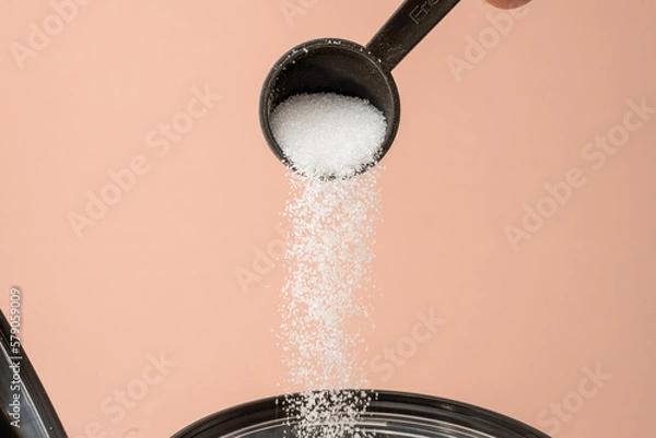 Obraz スプーンから落ちるグラニュー糖