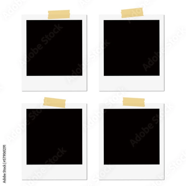 Fototapeta Four Isolated Polaroid Frames with Tape