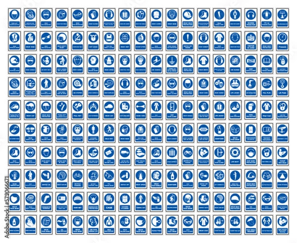 Fototapeta Set Of Mandatory Required Symbol Sign, Vector Illustration, Isolated On White Background Label .EPS10