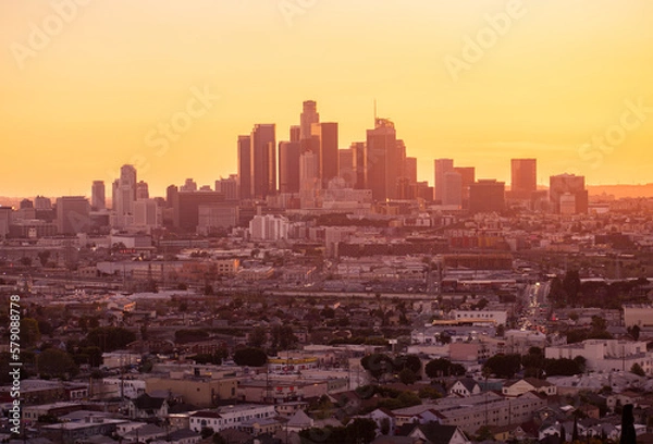 Obraz city skyline at sunset