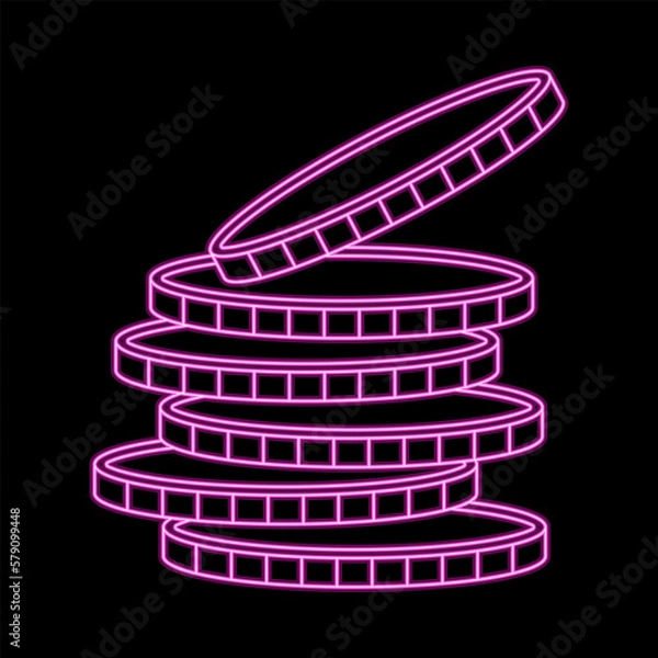 Obraz Coin stock coin neon vector symbol for web sites and mobile apps, crypto financial blockchain technology coinbase money coin gold economy