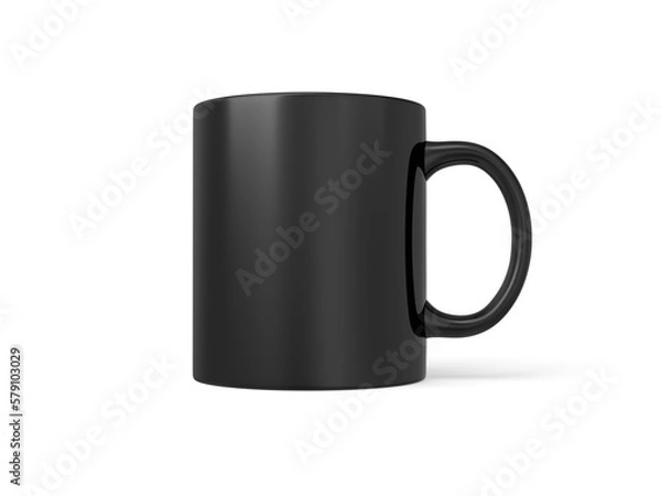 Fototapeta Black mug isolated on white background. 3d illustration. Single object.