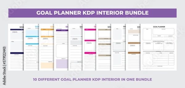 Obraz Goal planner interior design template, kdp interior bundle. eps
