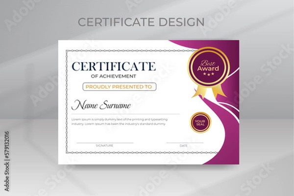 Obraz Appreciation and Achievement Modern Certificate Template Design