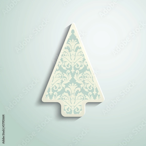 Fototapeta paper Christmas tree with damask pattern