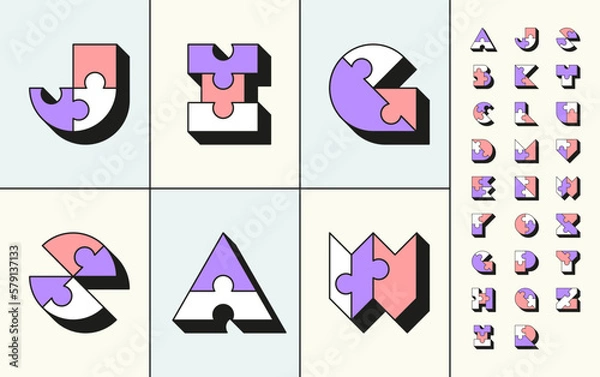 Obraz Creative jigsaw puzzle bold modern font