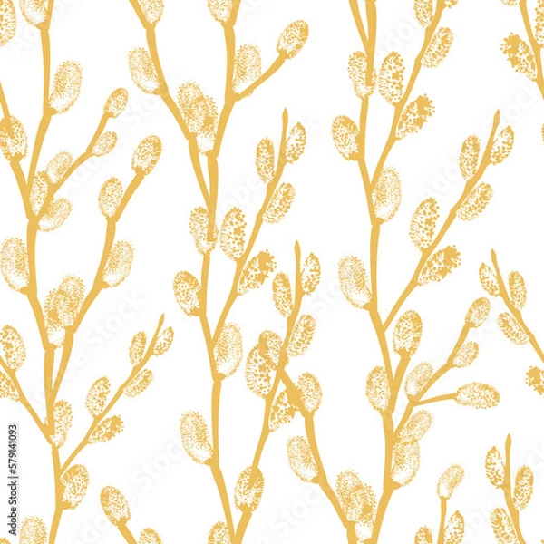 Obraz Seamless background with sprigs of willow