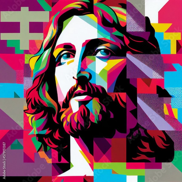 Fototapeta pop art deco jesus - generative ai 