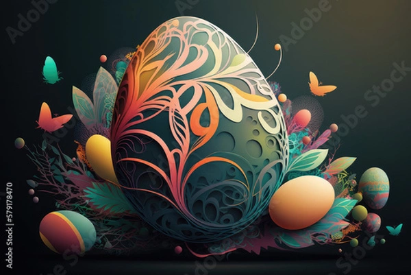 Fototapeta Abstract Easter Holiday illustration created using generative AI.
