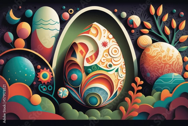 Fototapeta Abstract Easter Holiday illustration created using generative AI.