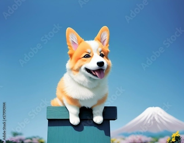 Fototapeta Corgi the dog in the park.   
Created with generative AI