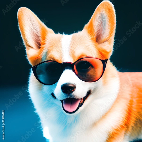 Fototapeta Chihuahua dog with sunglasses. Created with generative AI 