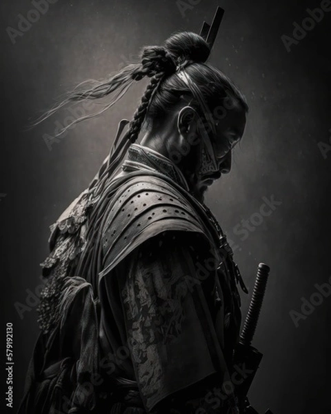 Fototapeta Samurai portrait. Studio shot. Generative AI