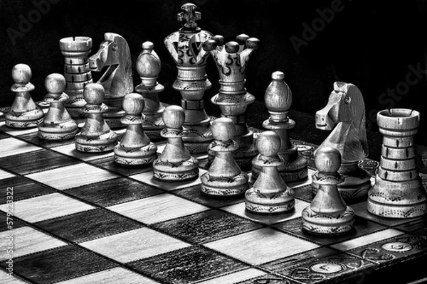 Obraz chess pieces on a chessboard